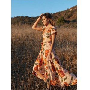 Christy Dawn Autumn Wrap Dress Peach Floral